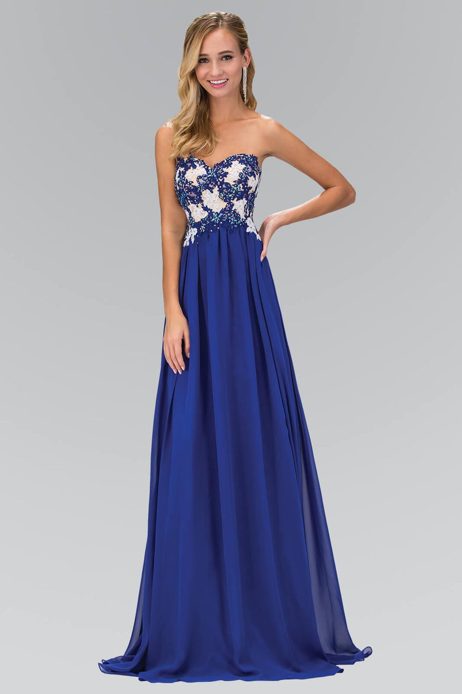 Prom Strapless Sweetheart Chiffon Long Formal Dress - The Dress Outlet Elizabeth K