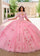 Long Applique Ball Gown Cape Only Pink