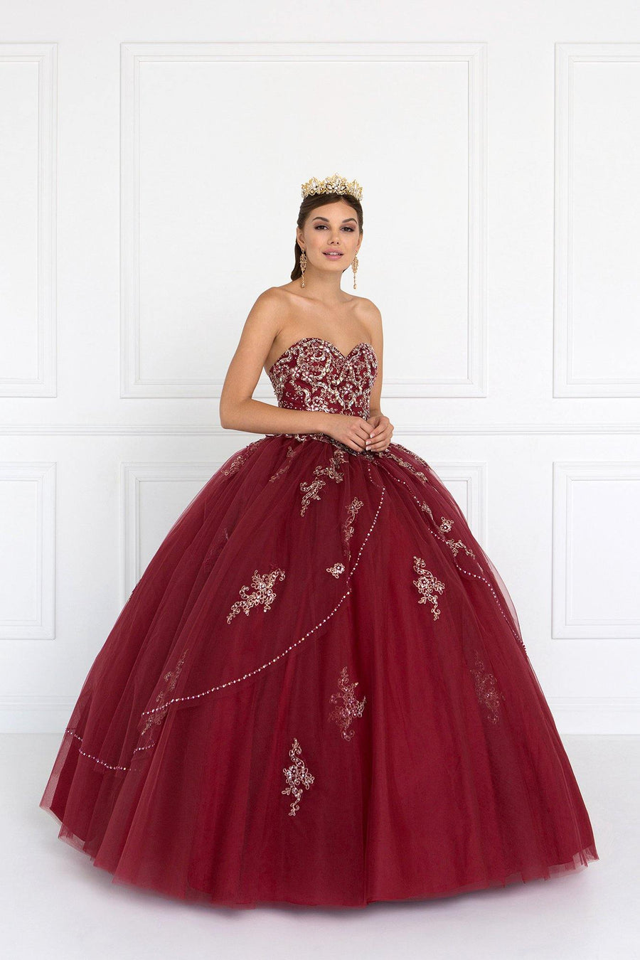 Quinceanera Embellished Tulle Quinceanera Dress with Bolero - The Dress Outlet Elizabeth K