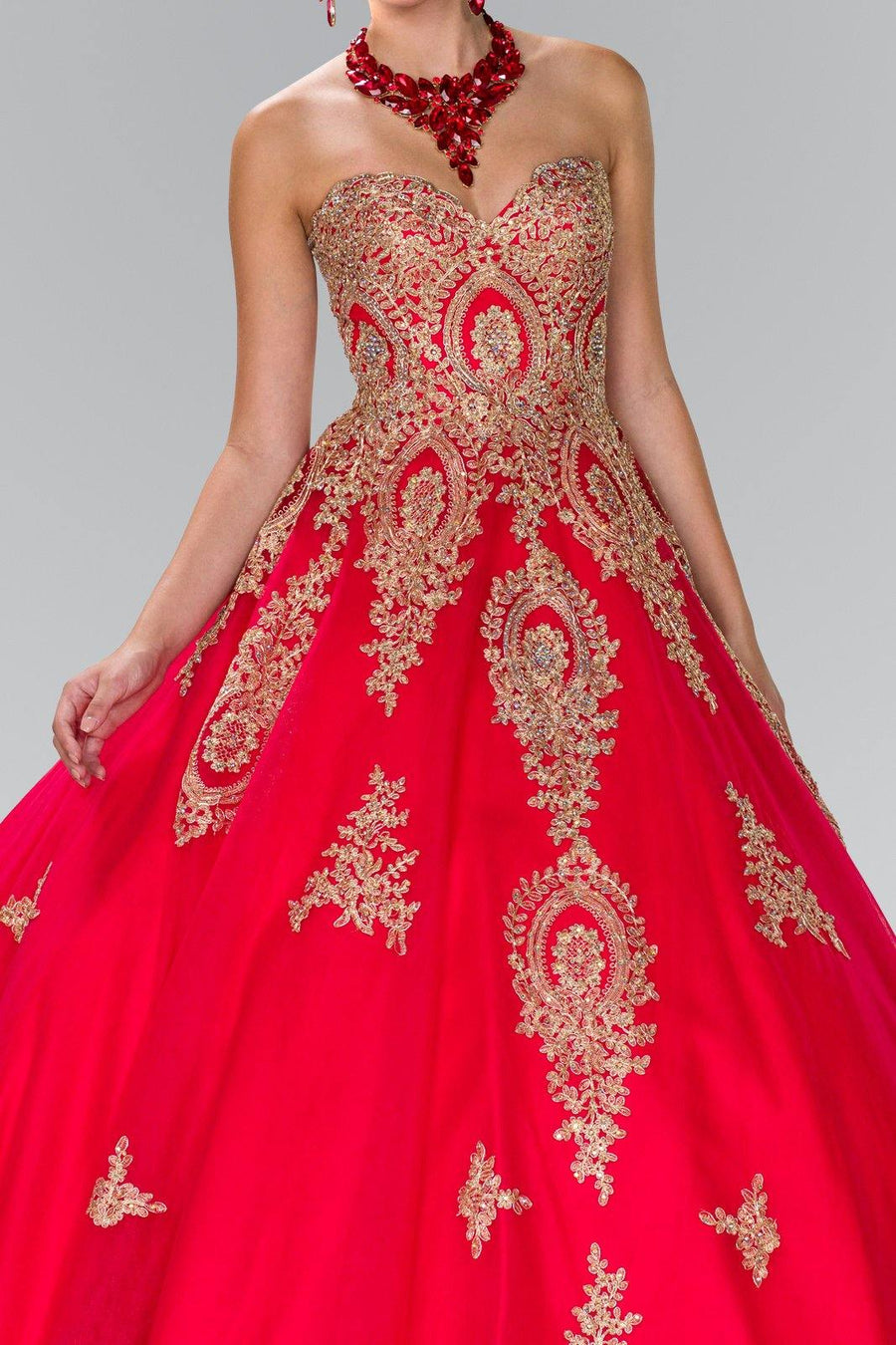 Quinceanera Sweetheart Ball Gown with Embroidery and Beads - The Dress Outlet Elizabeth K