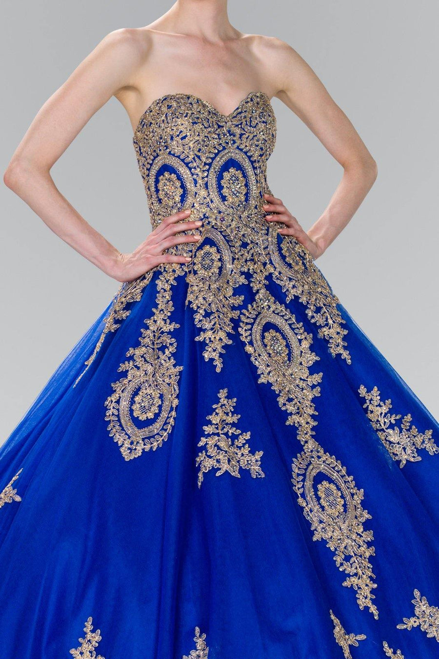 Quinceanera Sweetheart Ball Gown with Embroidery and Beads - The Dress Outlet Elizabeth K