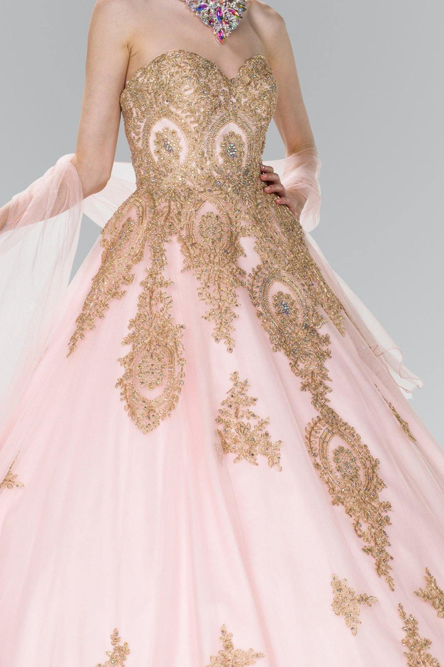 Quinceanera Sweetheart Ball Gown with Embroidery and Beads - The Dress Outlet Elizabeth K