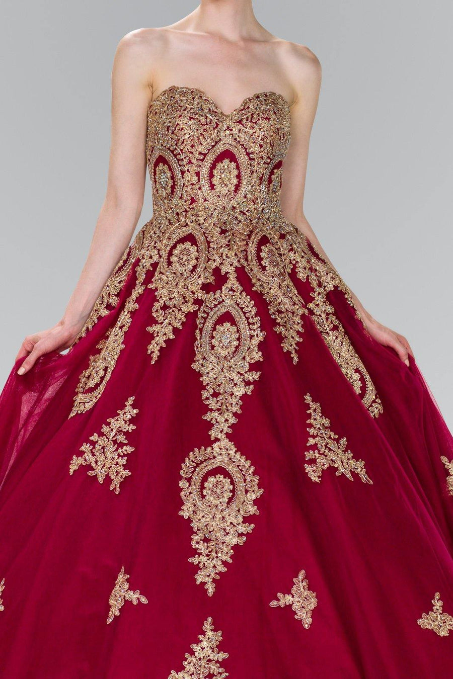 Quinceanera Sweetheart Ball Gown with Embroidery and Beads - The Dress Outlet Elizabeth K