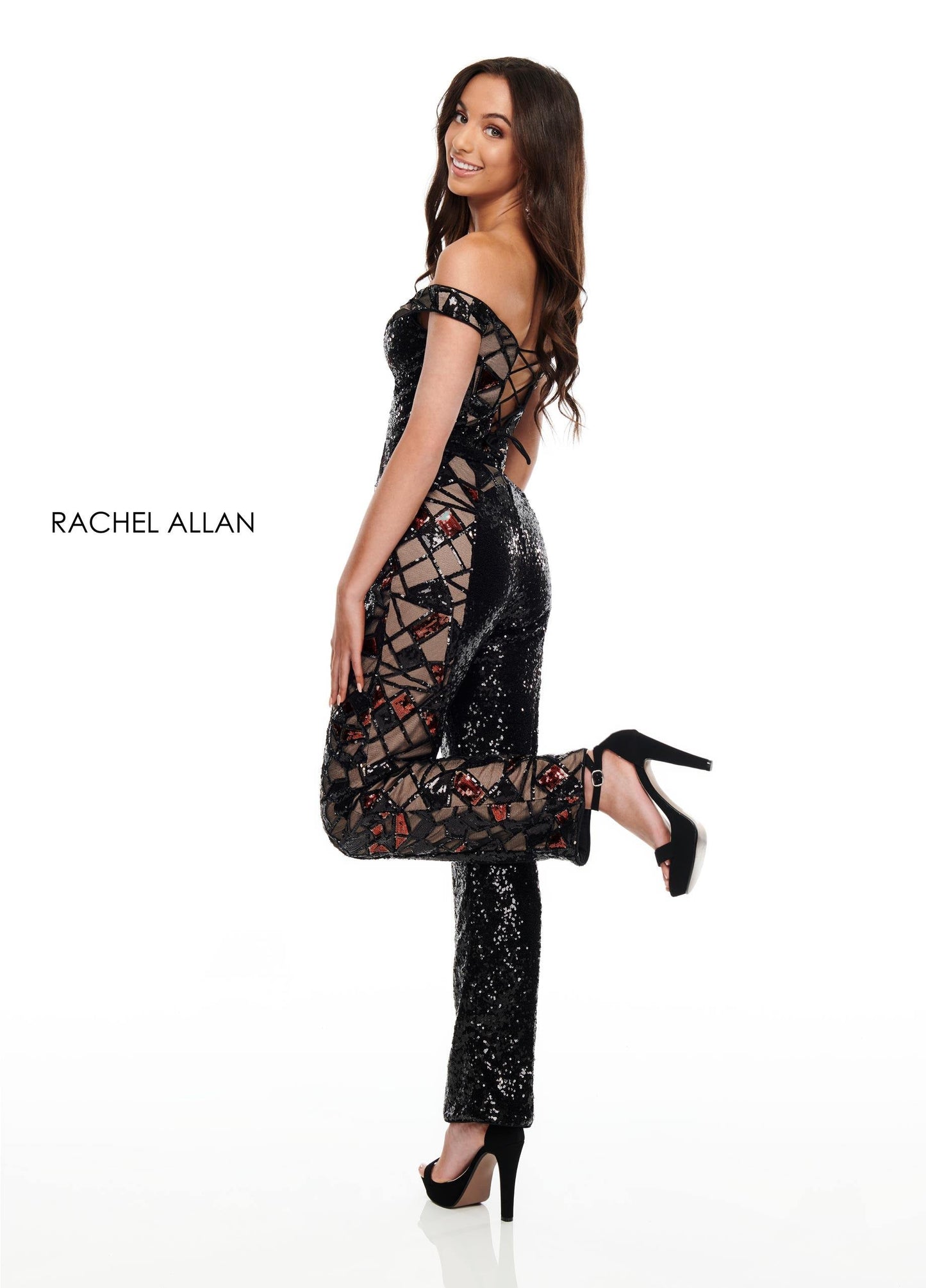 Rachel Allan Off Shoulder Jumpsuit Prom - The Dress Outlet