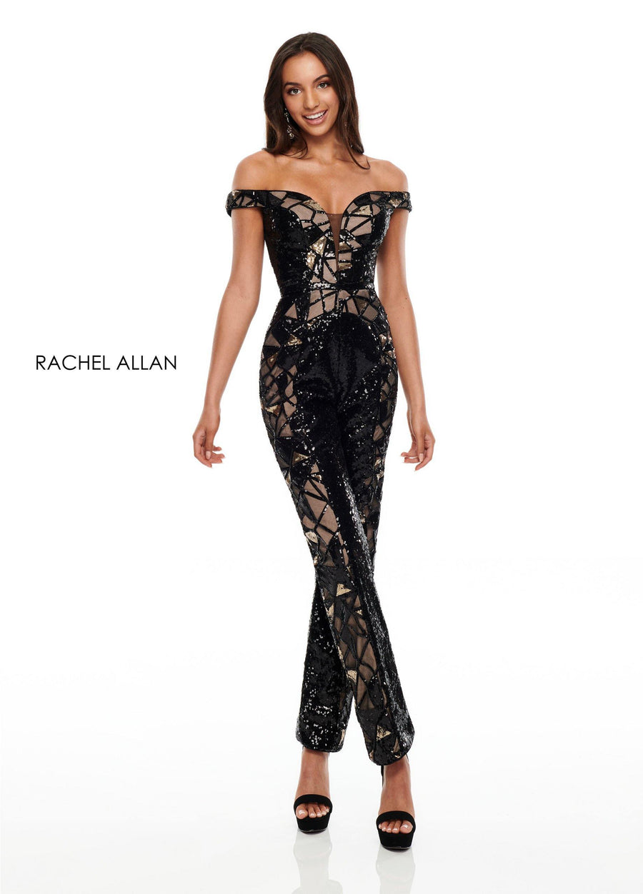 Rachel Allan Off Shoulder Jumpsuit Prom - The Dress Outlet