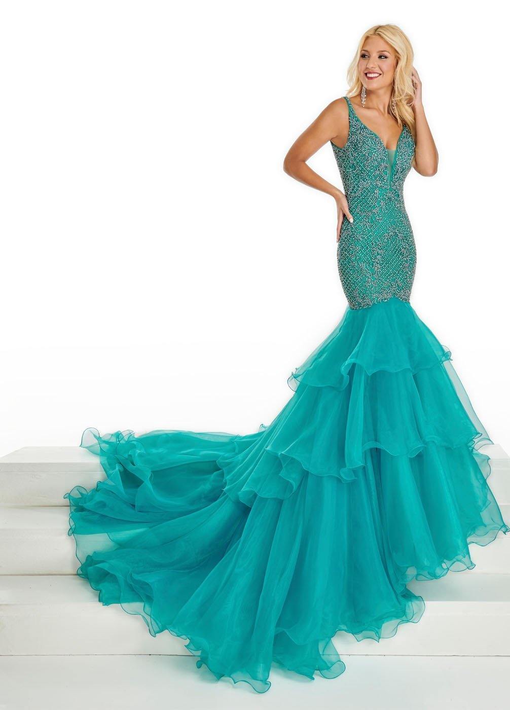 Rachel Allan Sparkling Long Fitted Prom Dress - The Dress Outlet