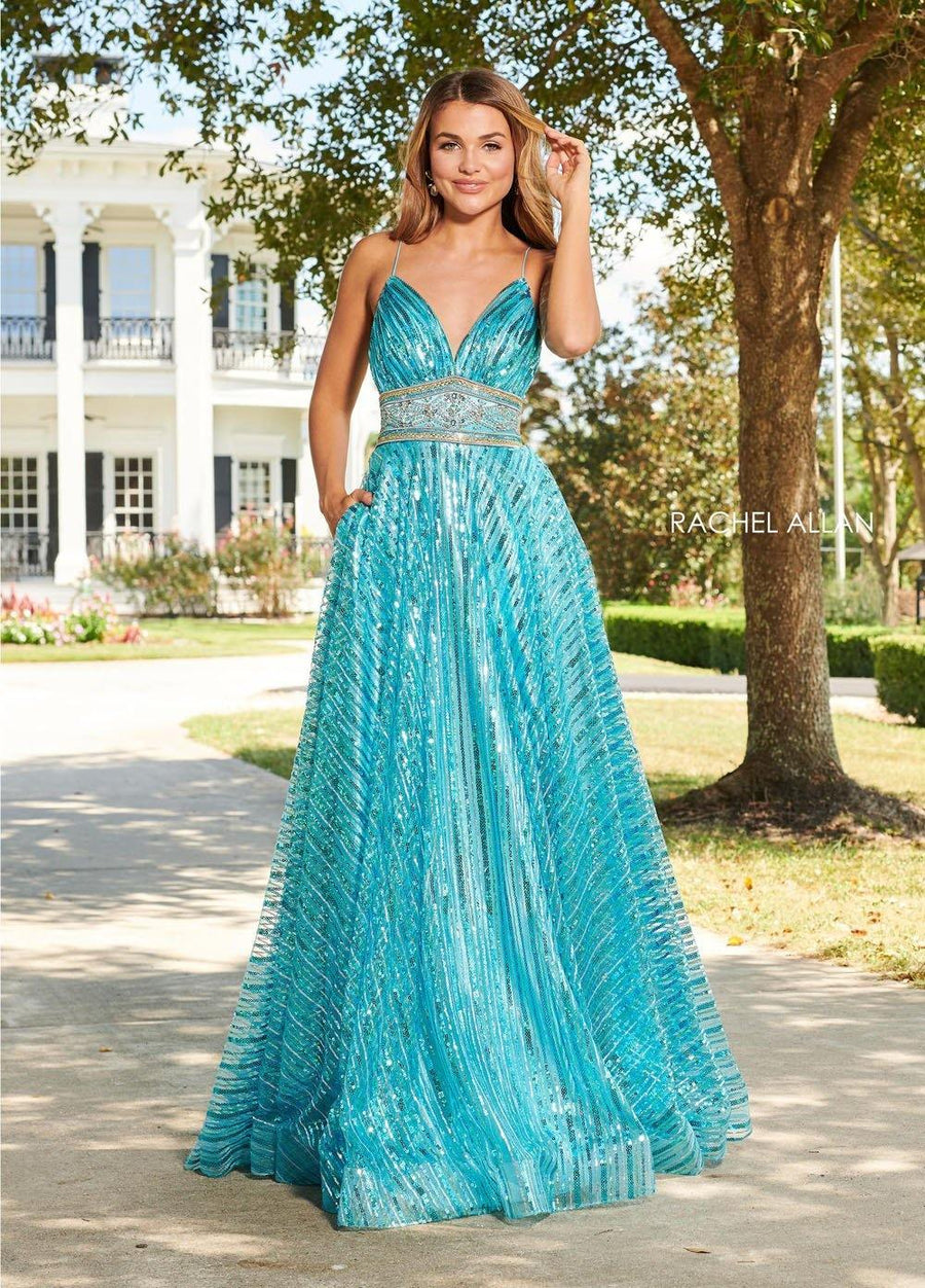 Rachel Allan Sparkling Long Prom Dress - The Dress Outlet