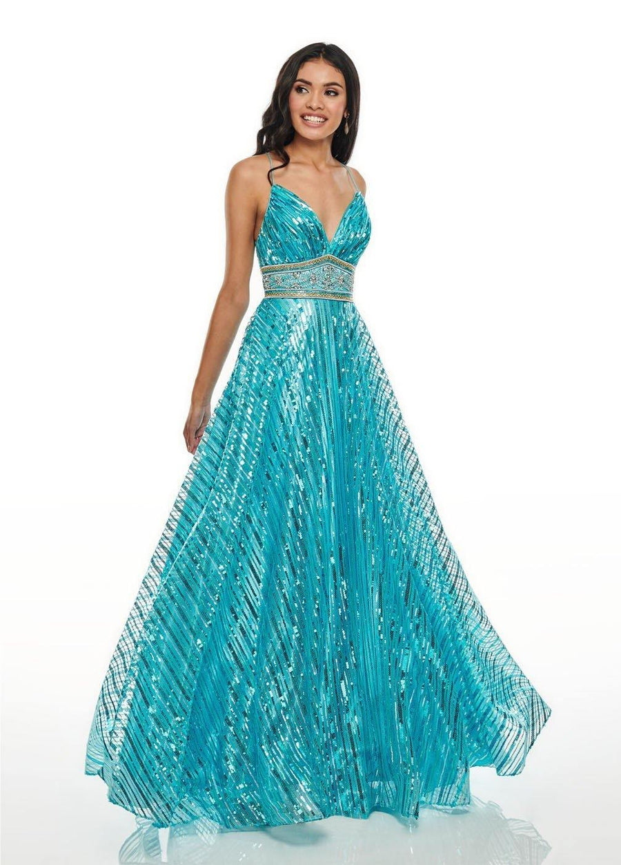 Rachel Allan Sparkling Long Prom Dress - The Dress Outlet