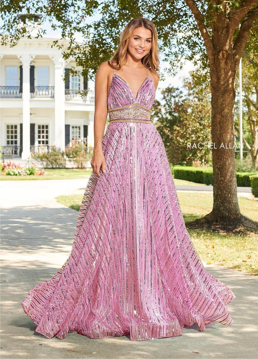 Rachel Allan Sparkling Long Prom Dress - The Dress Outlet