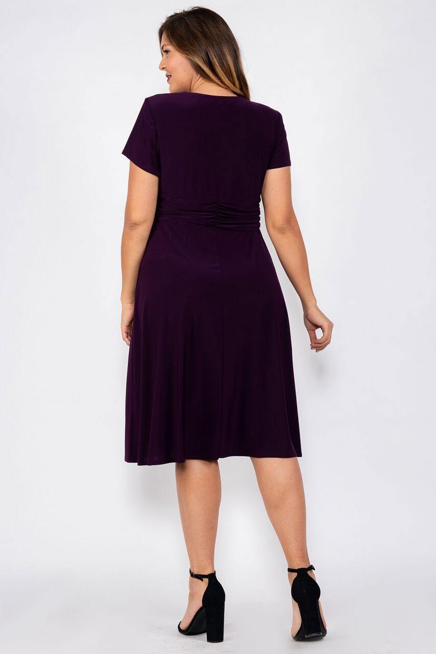 R&M Richards Short Plus Size Dress Plum