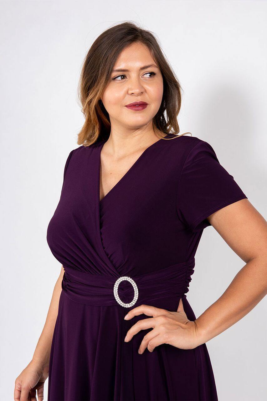 R&M Richards Short Plus Size Dress Plum