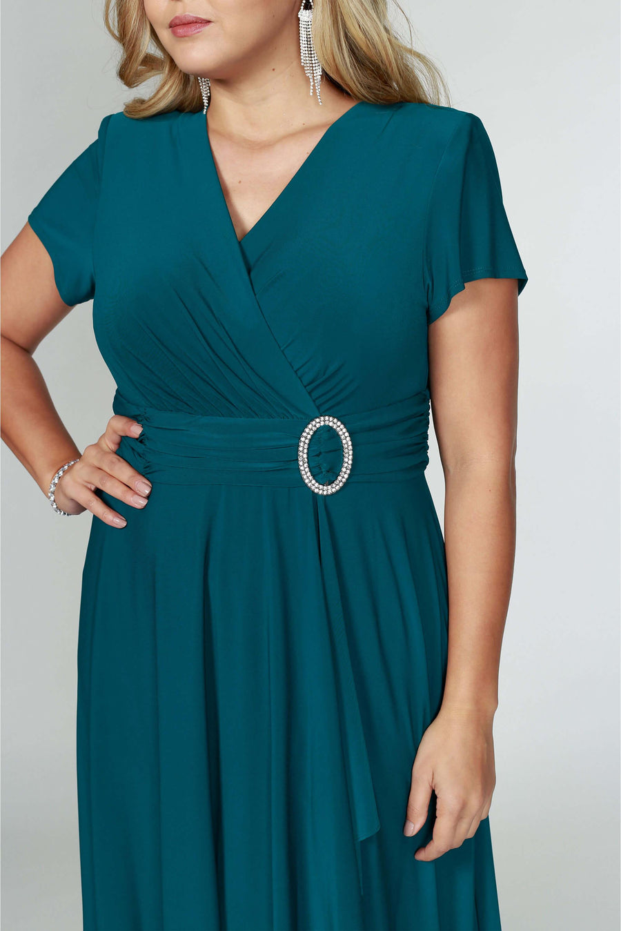 R&M Richards Short Plus Size Dress Emerald