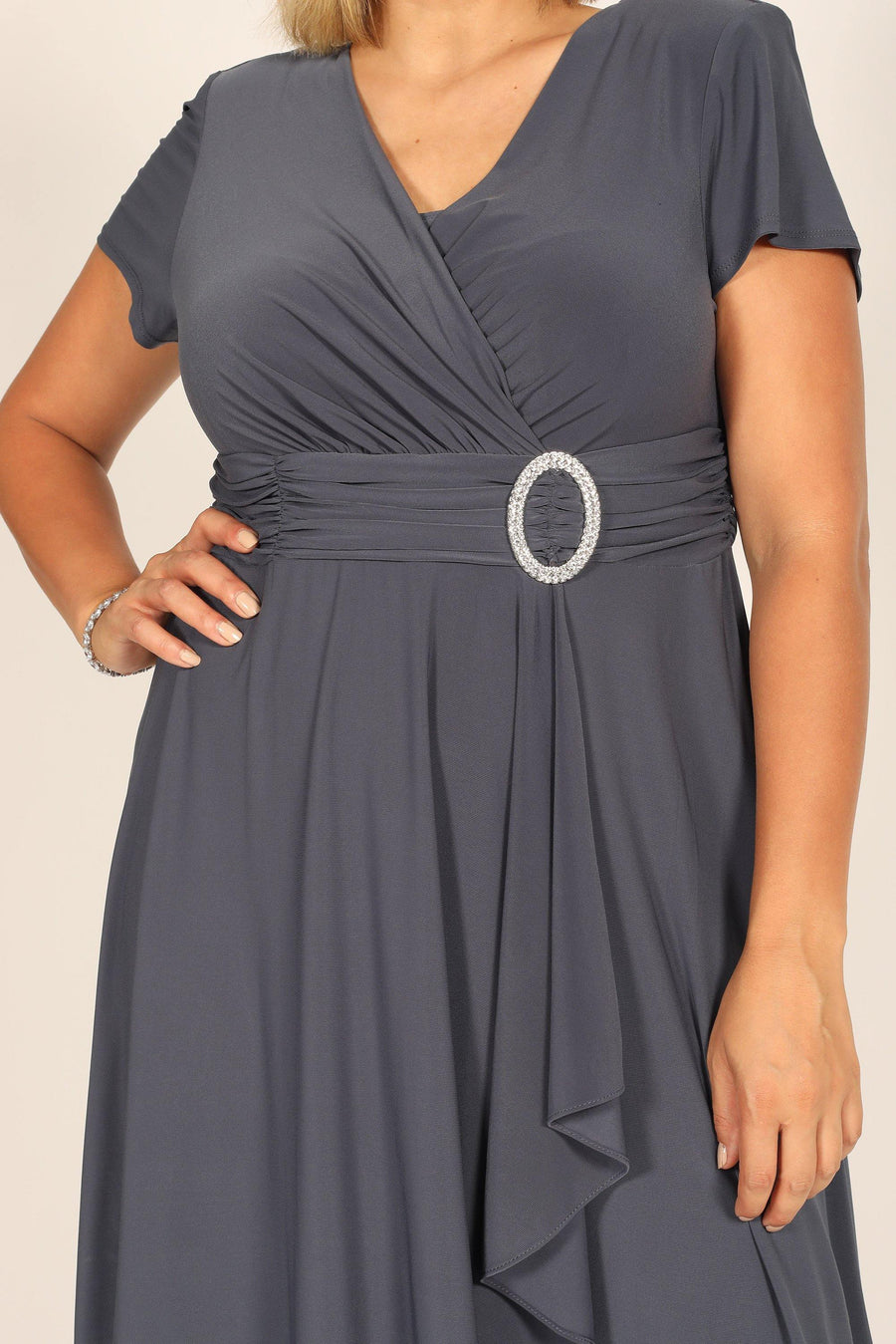 R&M Richards Short Plus Size Dress Charcoal