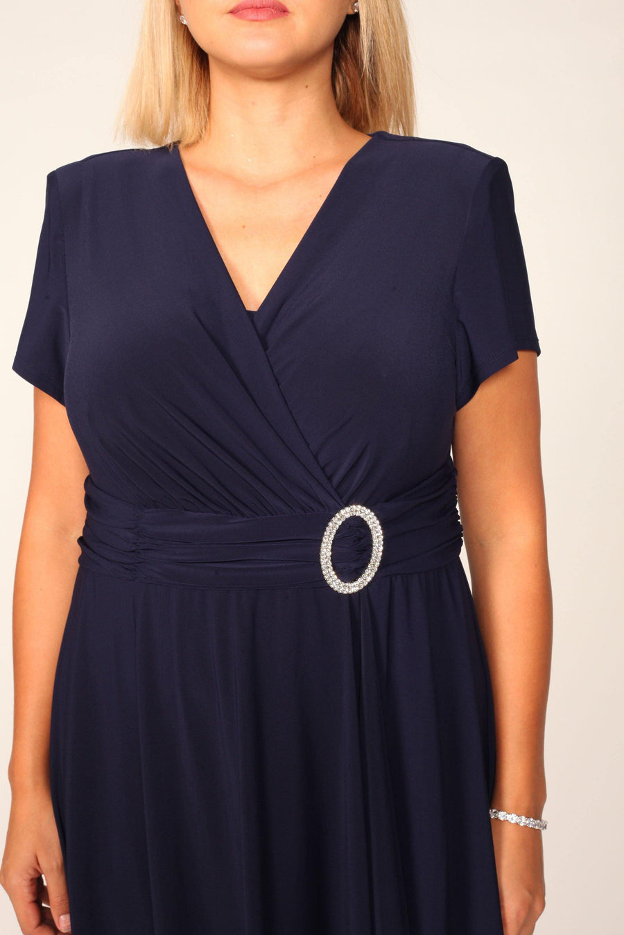 R&M Richards Short Plus Size Dress Navy