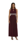 Formal Dresses Long Formal Beaded Waist Dress Merlot