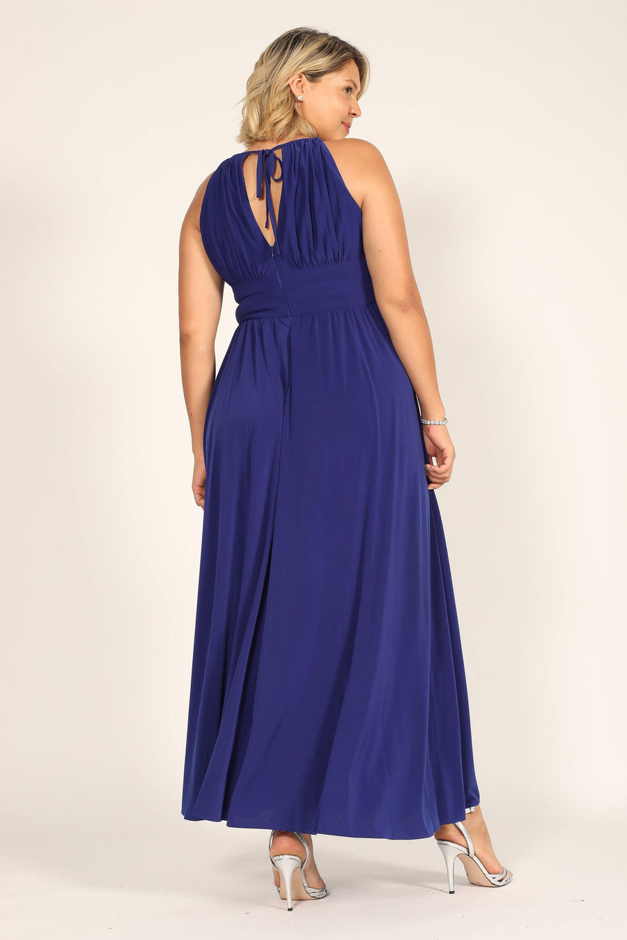 R&M Richards Long Plus Size Embellished Waist Dress 1328W - The Dress Outlet