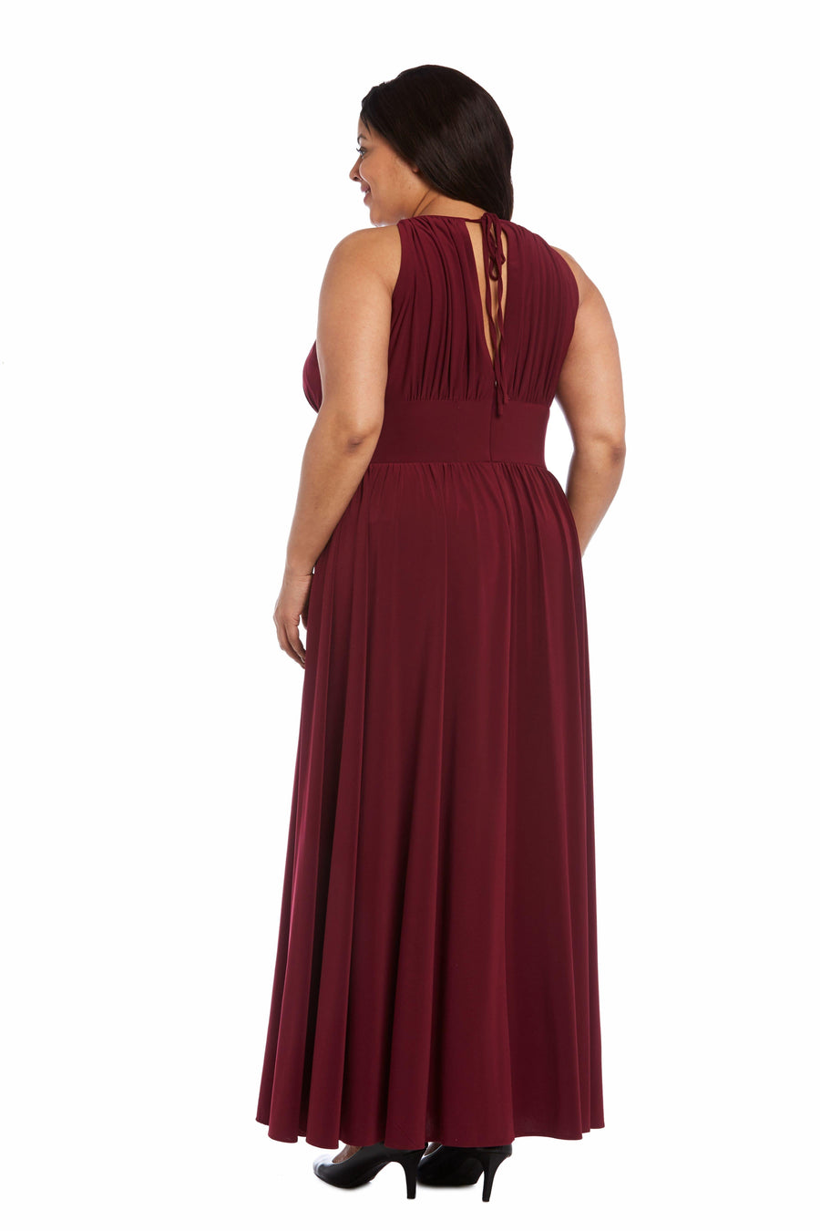 R&M Richards Long Plus Size Embellished Waist Dress 1328W - The Dress Outlet