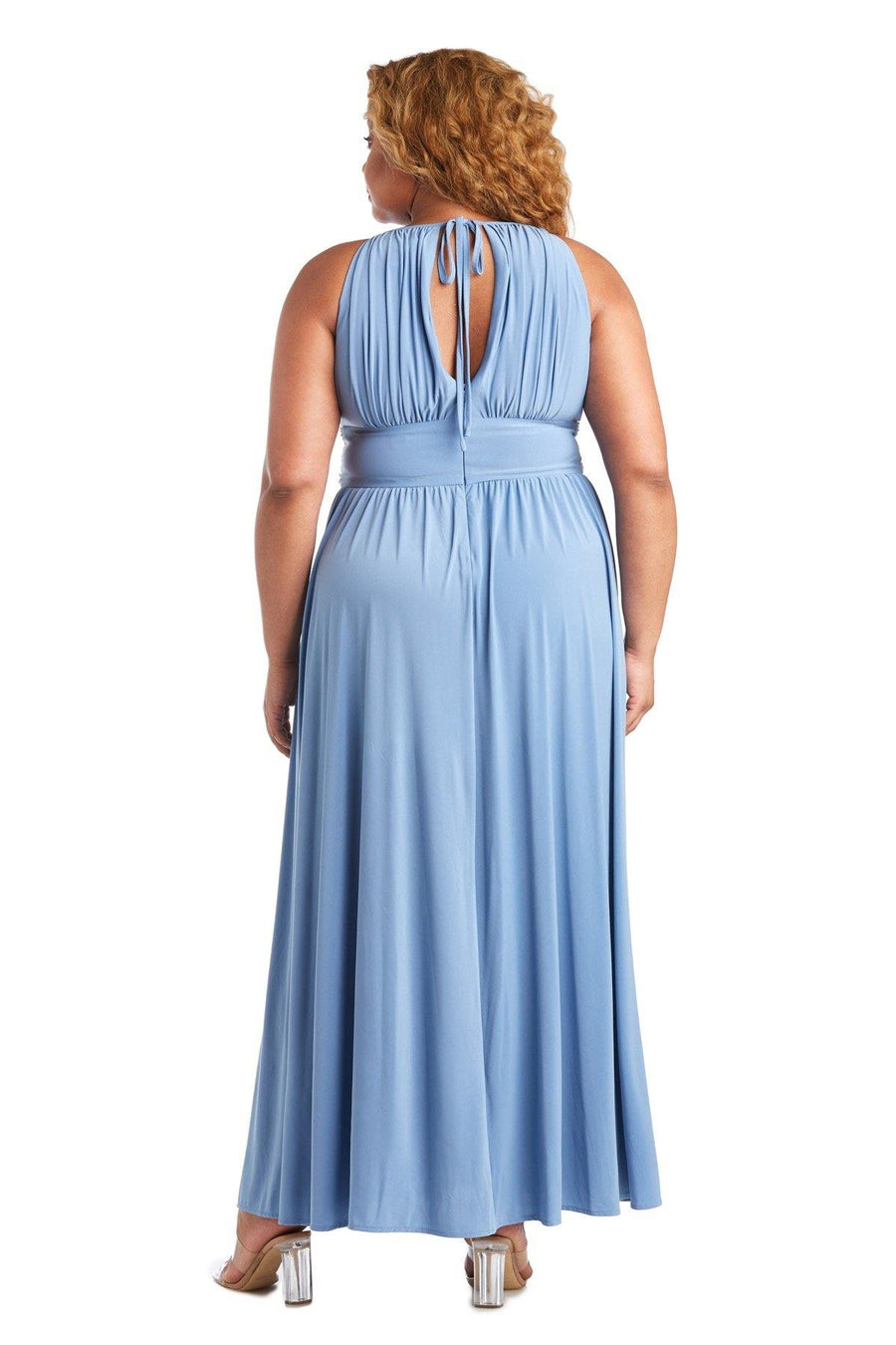 R&M Richards Long Plus Size Embellished Waist Dress 1328W - The Dress Outlet