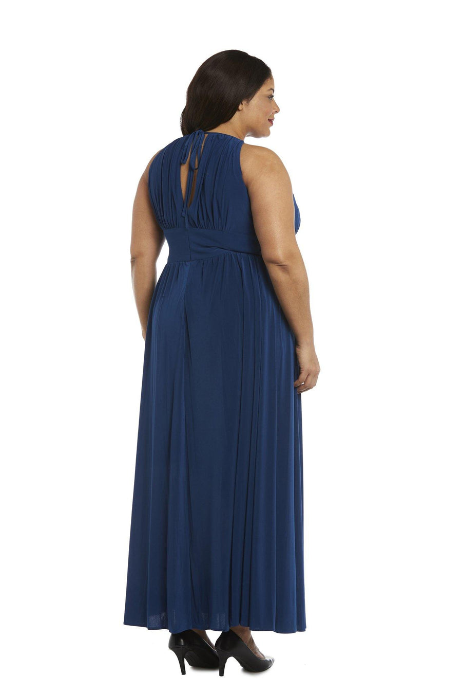 R&M Richards Long Plus Size Embellished Waist Dress 1328W - The Dress Outlet