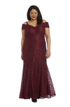 R&M Richards Plus Size Long Formal Lace Gown Merlot