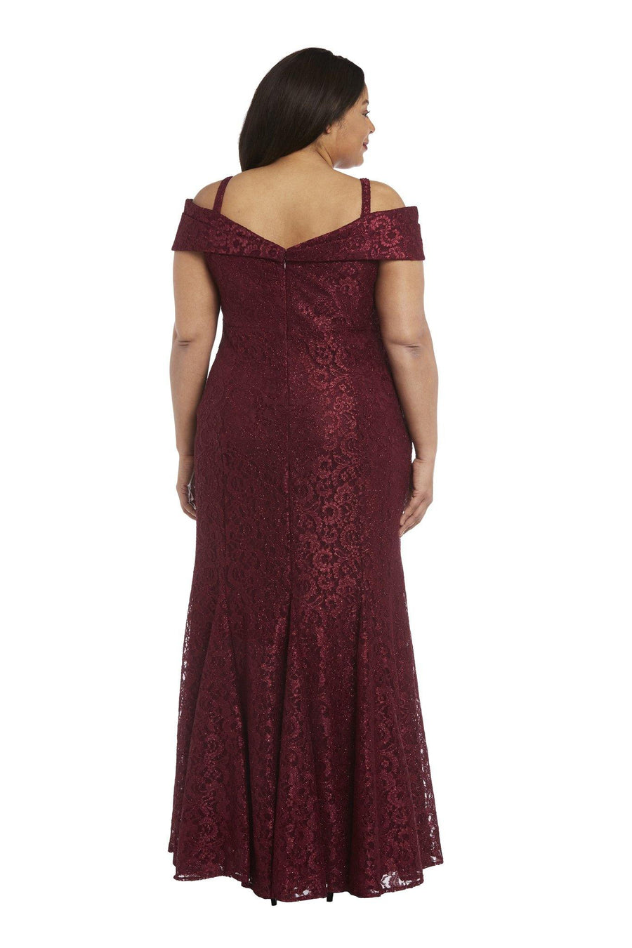 R&M Richards Plus Size Long Formal Lace Gown Merlot