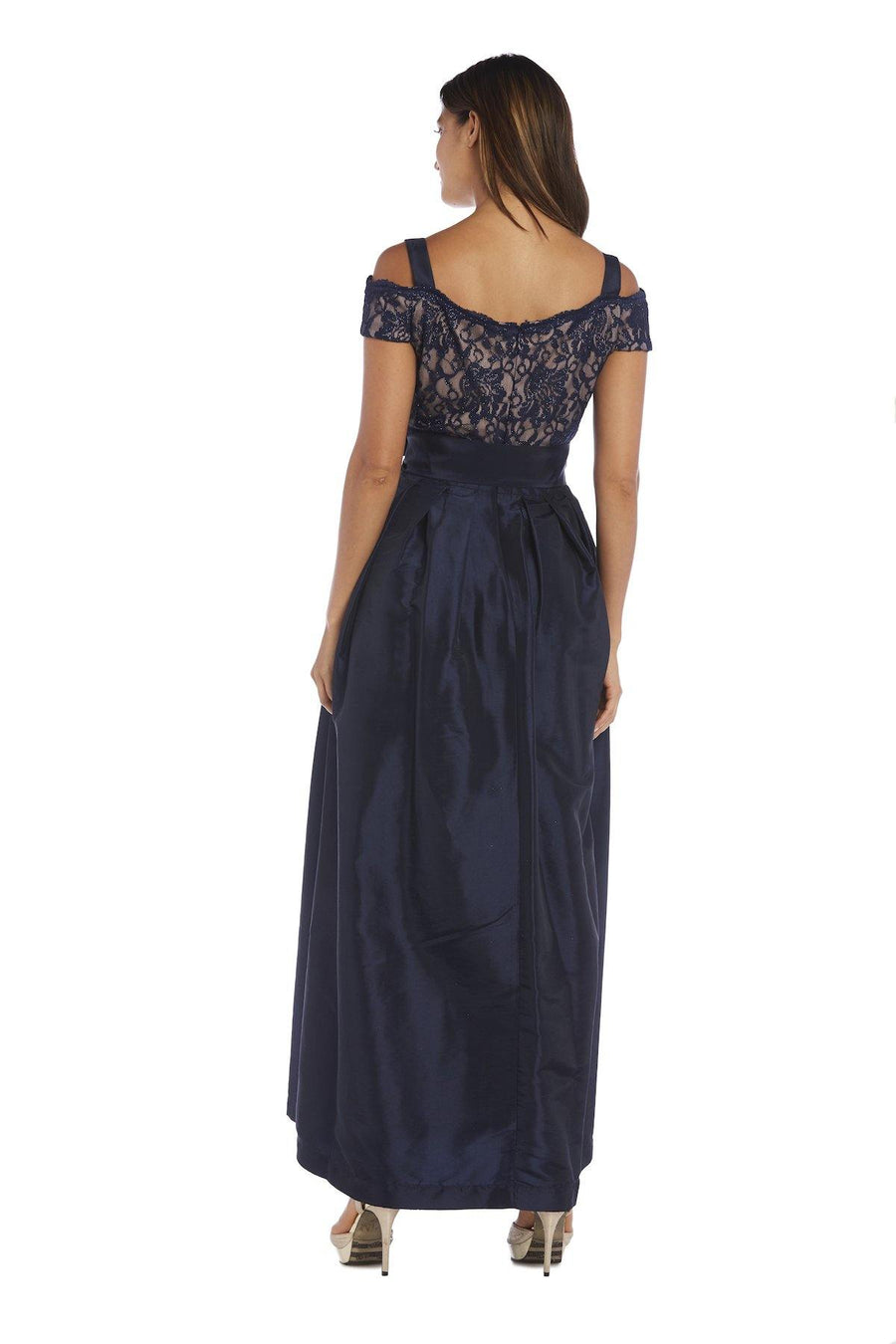 R&M Richards Evening Long Formal Lace Top Dress 2056 - The Dress Outlet