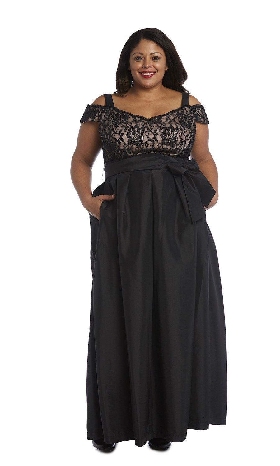 R&M Richards Long Plus Size Lace Top Dress 2056W - The Dress Outlet