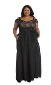 R&M Richards Long Plus Size Lace Top Dress 2056W - The Dress Outlet