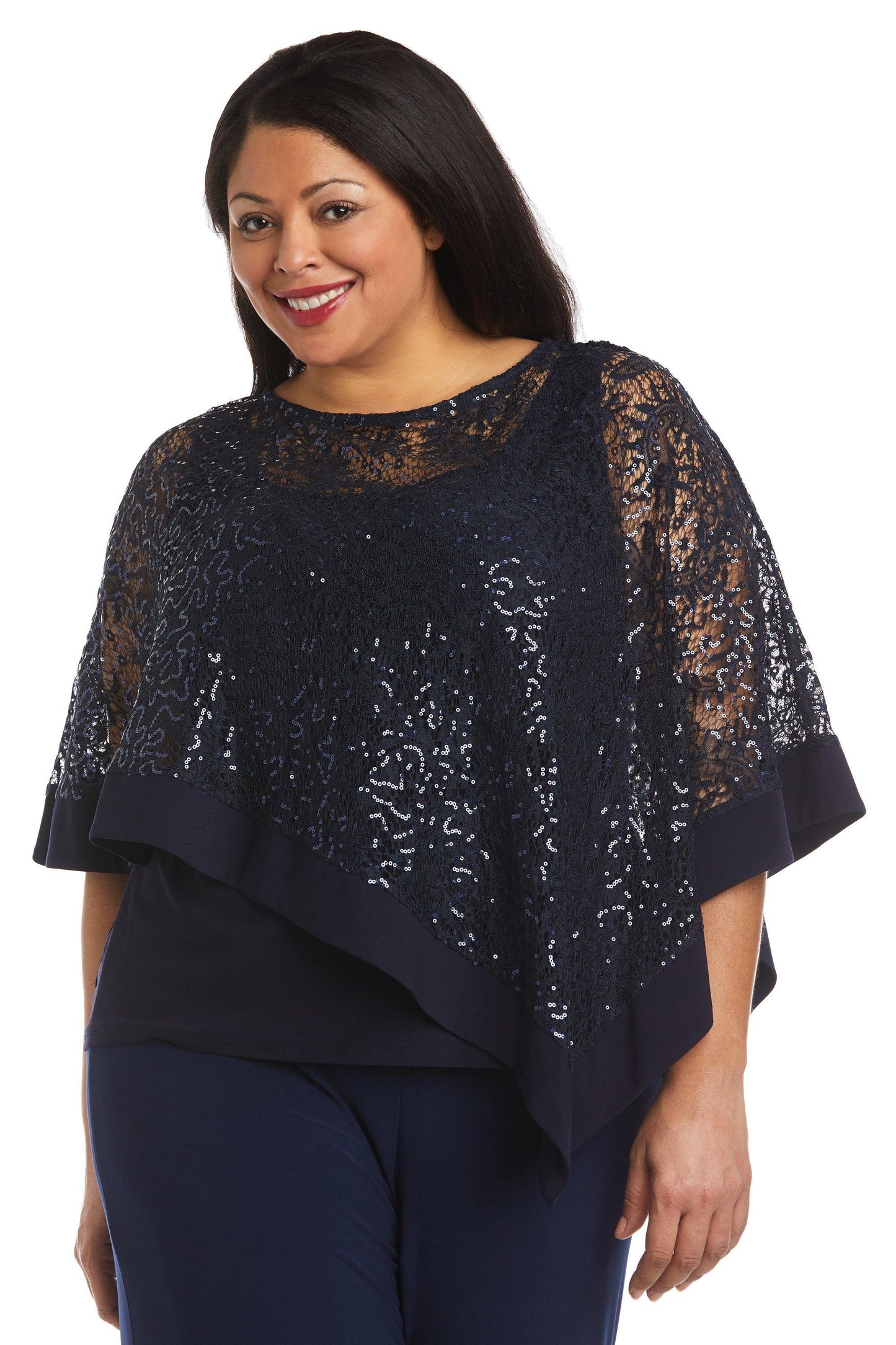 R&M Richards Plus Size One Piece Poncho Top 2117W - The Dress Outlet