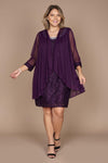 R&M Richards Short Mother of the Bride Dress Plum