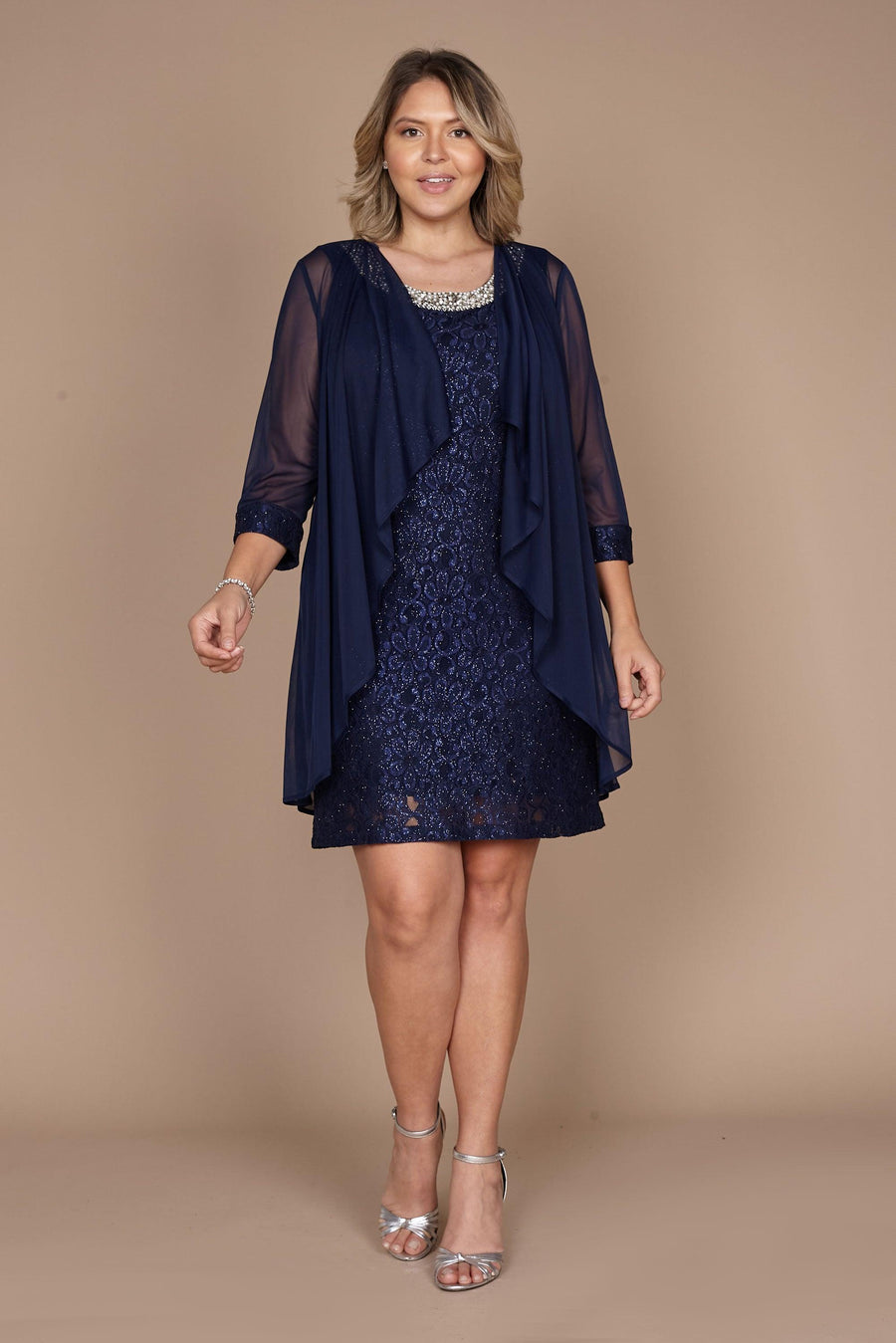 R&M Richards Short Mother of the Bride Dress Navy