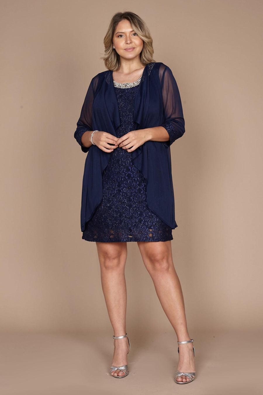 R&M Richards Short Mother of the Bride Dress Navy