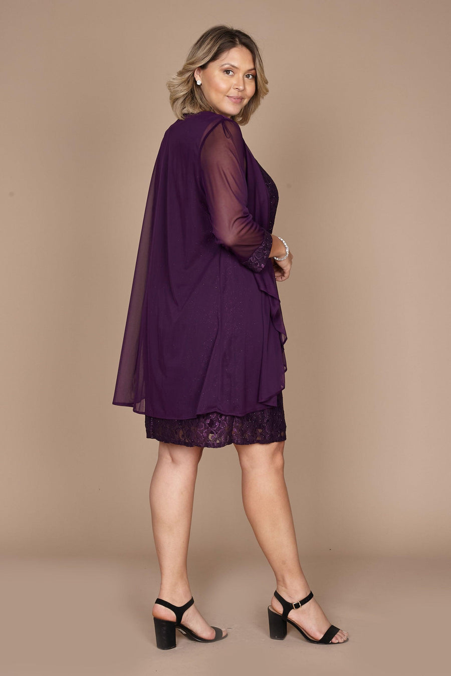 R&M Richards Short Mother of the Bride Dress 2208 Plum