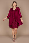 R&M Richards Short Mother of the Bride Dress Cranberry