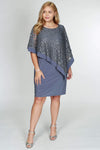 R&M Richards Short Plus Size Lace Cape Dress - The Dress Outlet R&M Richards