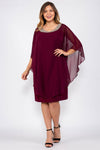 R&M Richards Short Mother of the Bride Chiffon Cape Dress - The Dress Outlet R&M Richards