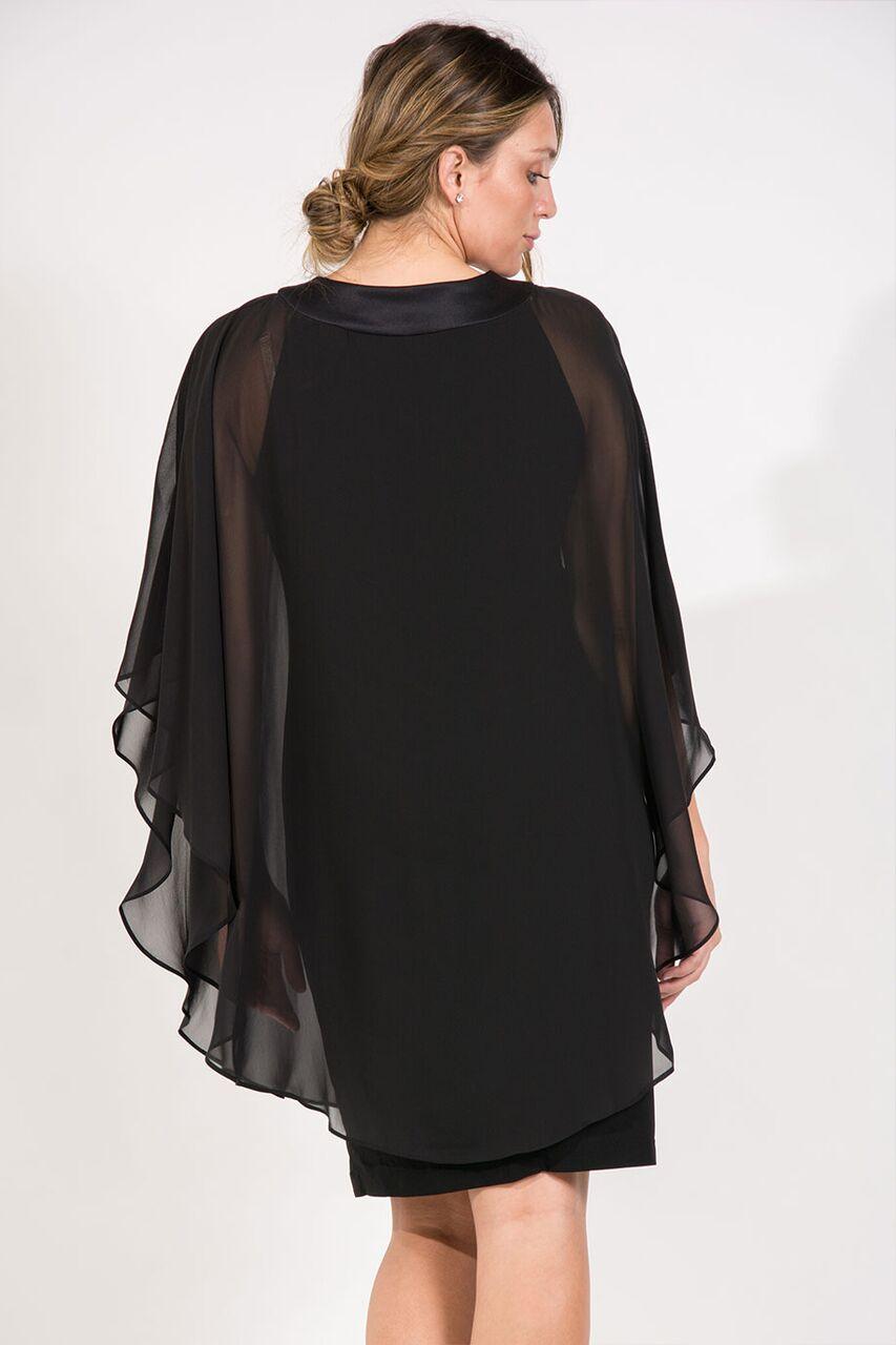 R&M Richards Short Mother of the Bride Chiffon Cape Dress - The Dress Outlet R&M Richards