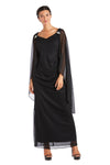 R&M Richards Long Mother of Bride Cape Dress 2384 - The Dress Outlet