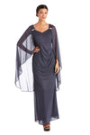 R&M Richards Long Mother of Bride Cape Dress 2384 - The Dress Outlet