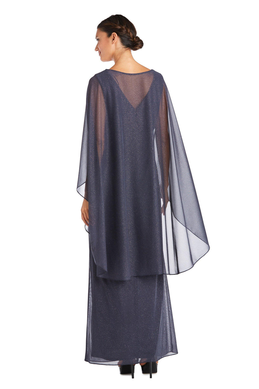 R&M Richards Long Mother of Bride Cape Dress 2384 - The Dress Outlet