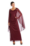 R&M Richards Long Mother of Bride Cape Dress 2384 - The Dress Outlet