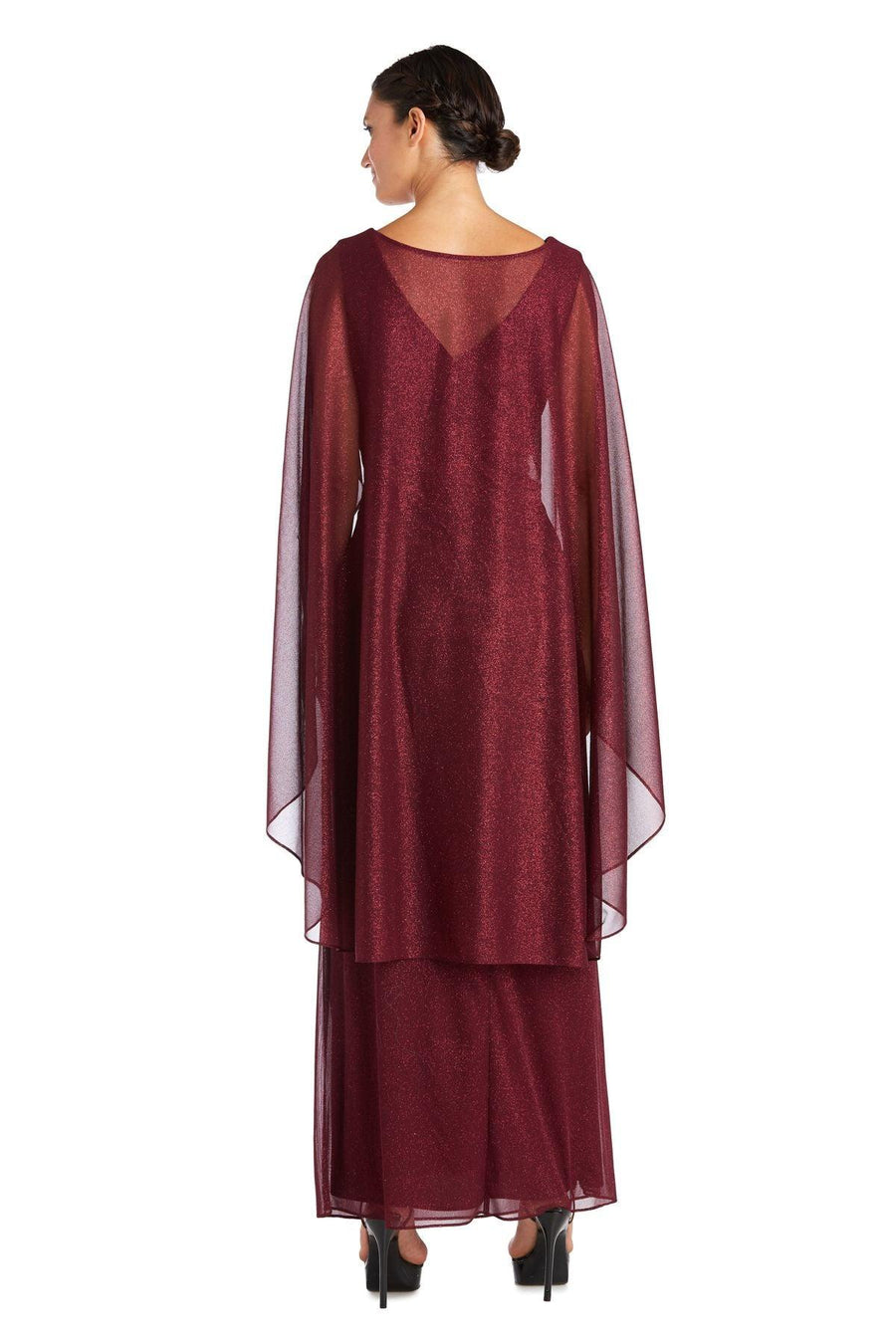 R&M Richards Long Mother of Bride Cape Dress 2384 - The Dress Outlet