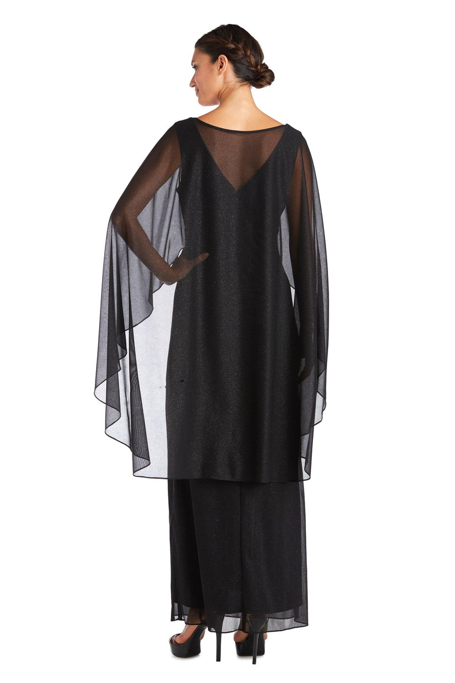 R&M Richards Long Mother of Bride Cape Dress 2384 - The Dress Outlet