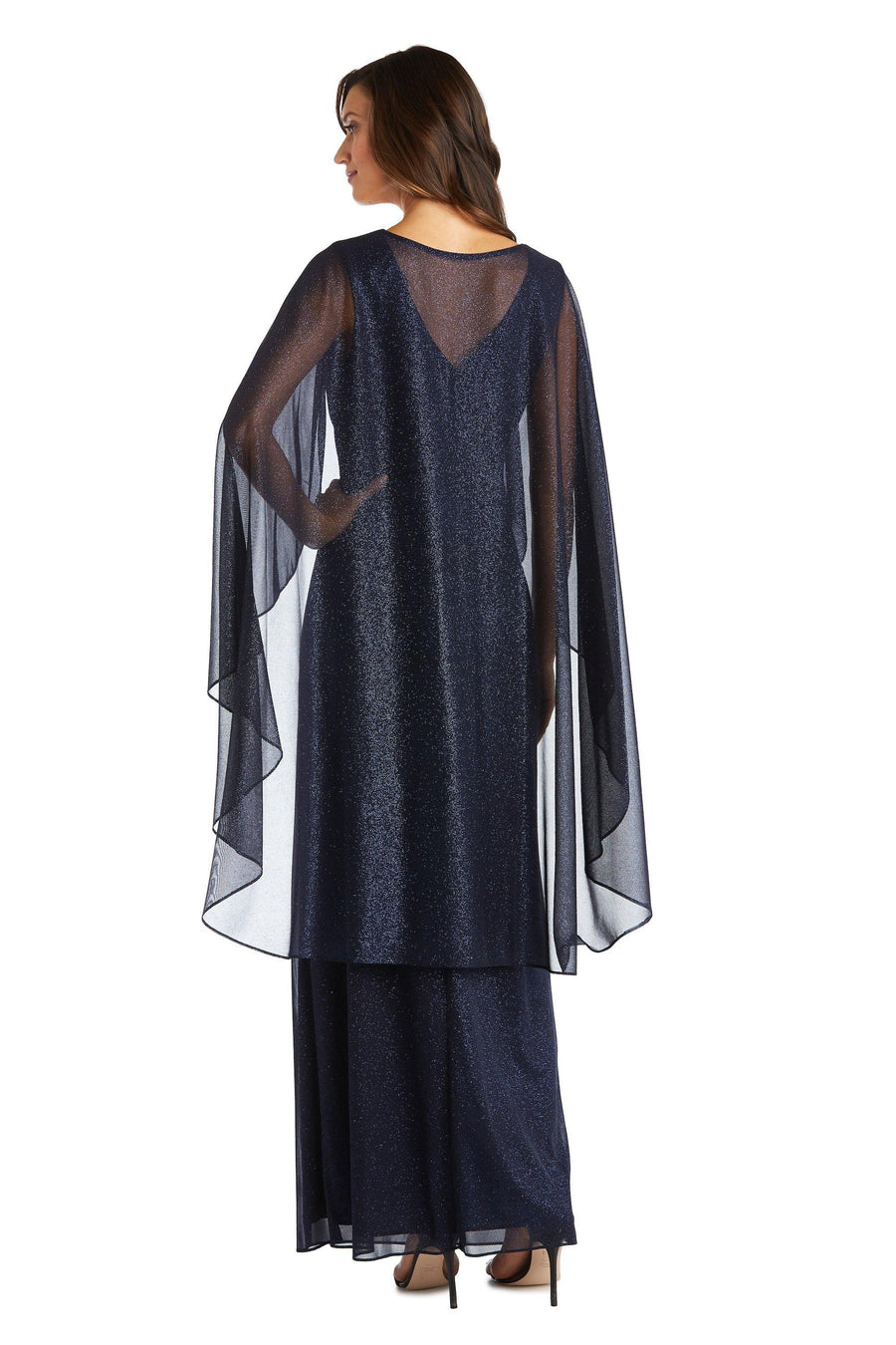 R&M Richards Long Mother of Bride Cape Dress 2384 - The Dress Outlet