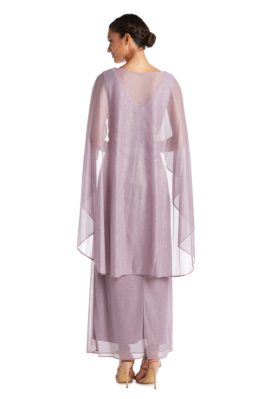 R&M Richards Long Mother of Bride Cape Dress 2384 - The Dress Outlet