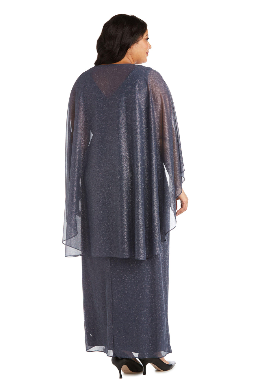 R&M Richards Long Plus Size Formal Cape Gown 2384W - The Dress Outlet