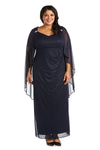 R&M Richards Long Plus Size Formal Cape Gown 2384W - The Dress Outlet