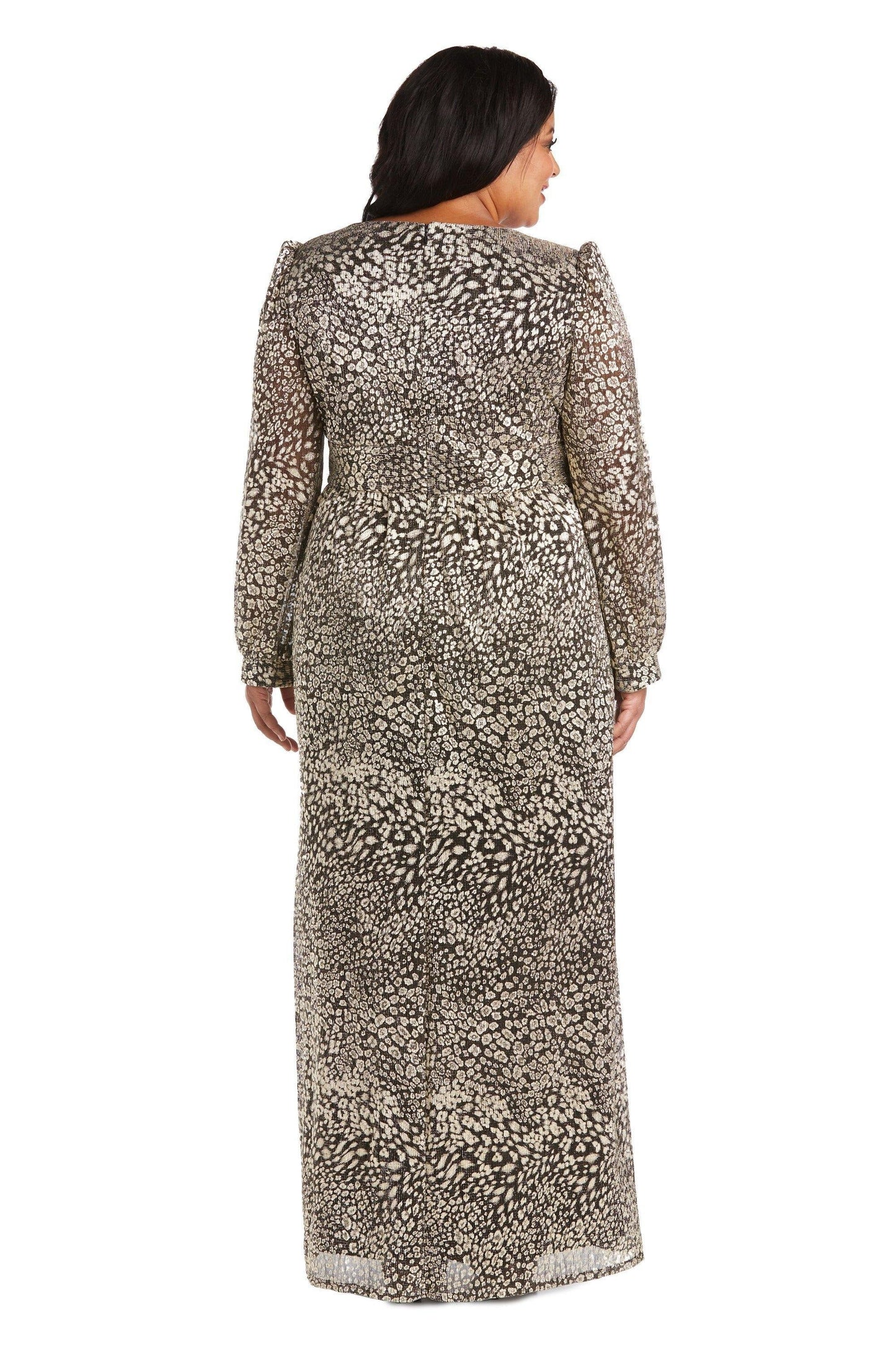 R&M Richards Long Plus Size Metallic Dress Sale - The Dress Outlet