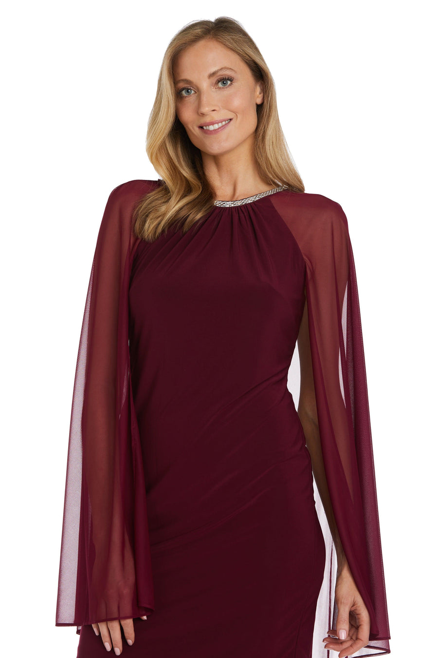 R&M Richards Short Mother of the Bride Dress Merlot