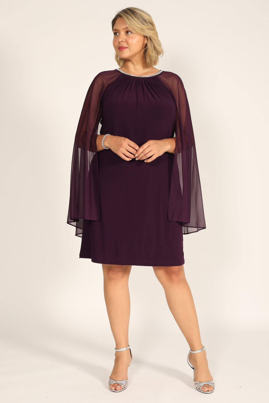 R&M Richards Short Mother of the Bride Dress Plum